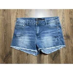 Rock & Royal Shorts, Women's Size Medium, Blue, Jean, Frayed Hem, Pockets